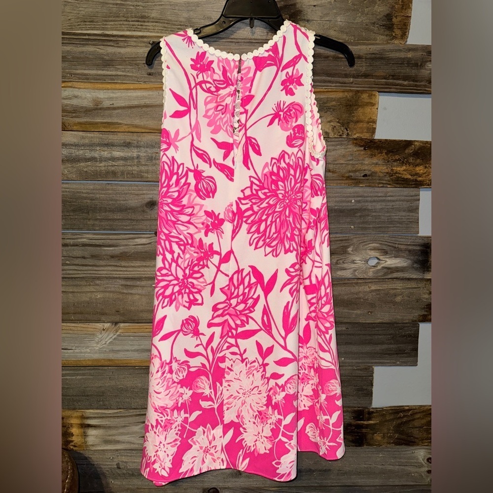 Lilly Pulitzer Caliente Pink White Floral Nala Lace Trimmed Shift Dress 10 - Picture 5 of 9